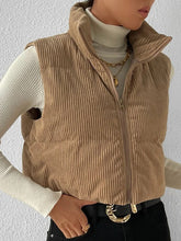 Corduroy Puffer Vest: Stylish Sleeveless Jacket for Fall/Winter